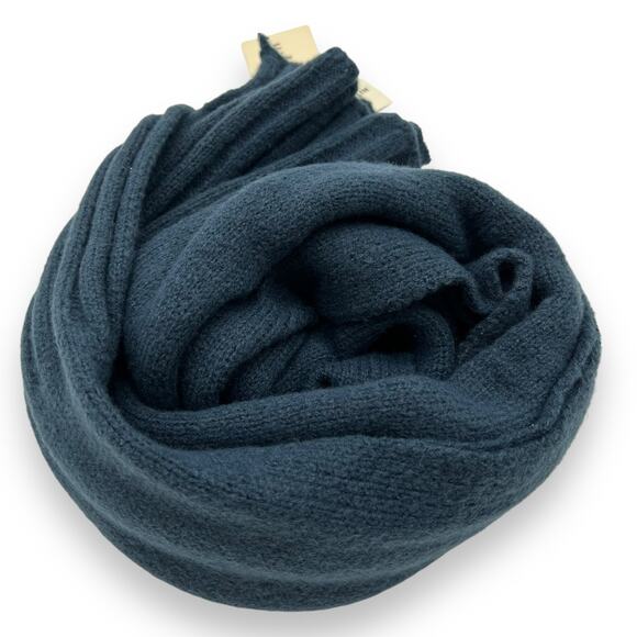 NEW On 34th Wide Ribbed Solid Knit Scarf Navy Blue Winter Wrap Textured - Picture 4 of 9